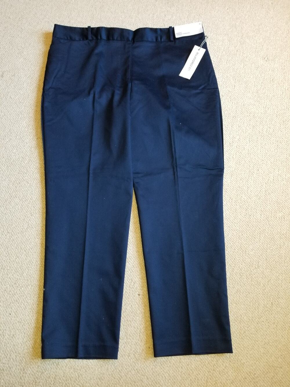 NWT Womens Pants-LIZ CLAIBORNE-navy cotton "Emma Ankle Length Mid-Rise"-16